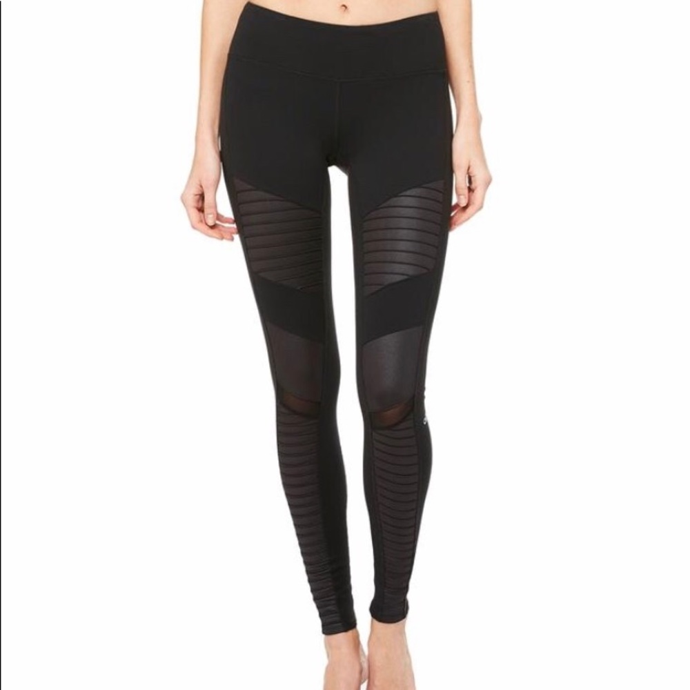 alo yoga black moto pants - size small
